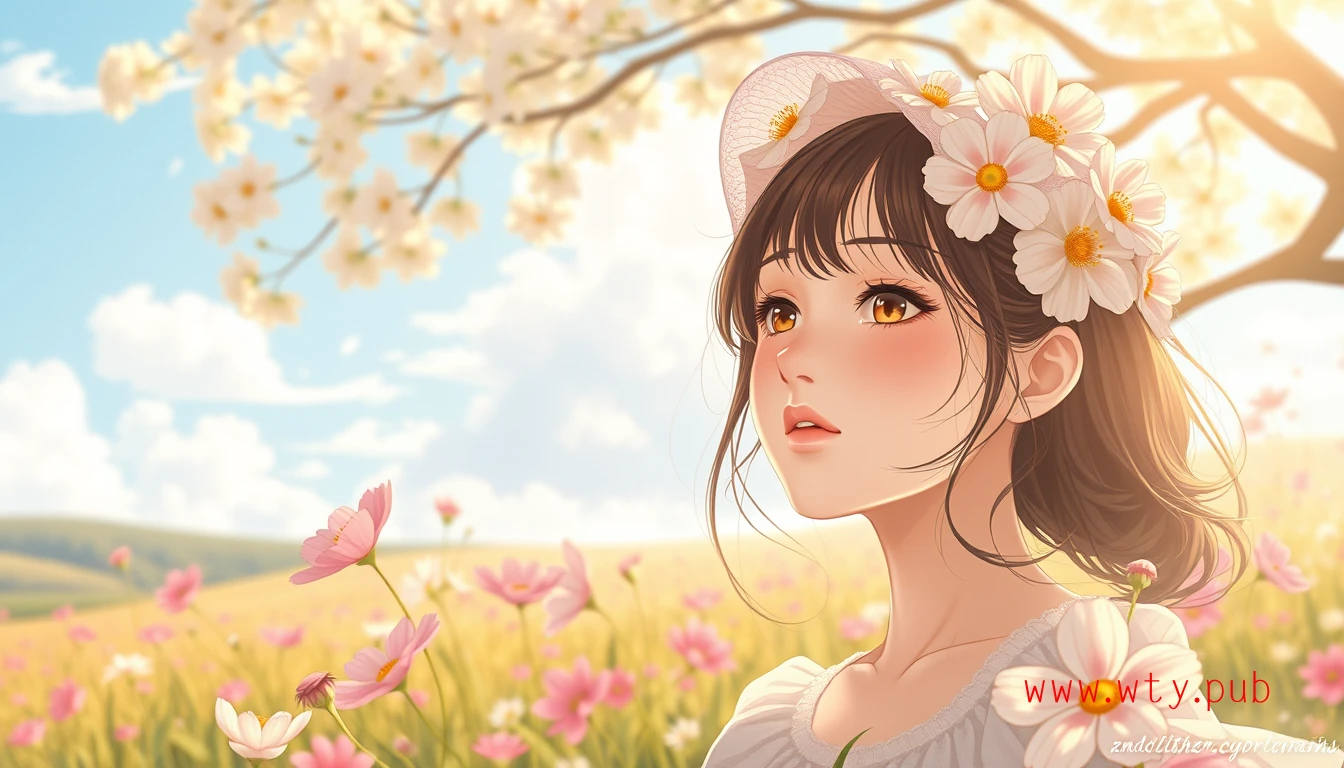 田园阳光下的花季少女
