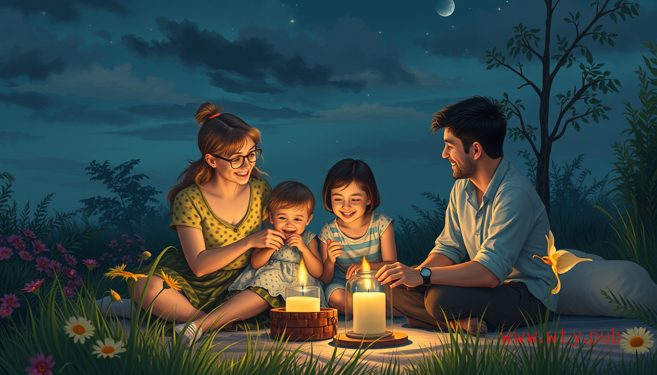 仲夏夜的家庭温馨时光